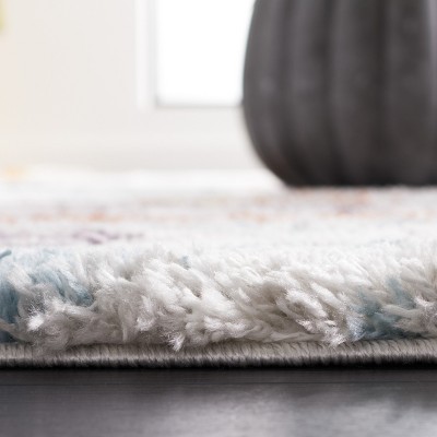 Ivory and Multicolor Berber Shag Area Rug, 4'5" x 6'5"