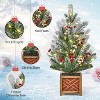 24 Inch Pre-Lit Christmas Tree, Frosted Tabletop Artificial Pine with Wooden Base, Battery Operated  Lights, Holiday Decor & Gift for Home/Office - 4 of 4