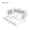 Full/Twin Size Daybed, Rattan Wood Bed Frame with Drawers/ Trundle Bed for Bedroom, Antique Walnut -ModernLuxe - 4 of 4