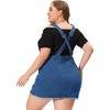 Women's Plus Size Fashion Ripped Hem Side Pockets Denim Suspender Mini Sundresses - Agnes Orinda - 4 of 4
