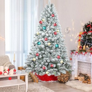 Whisen 4FT Flocked Christmas Tree with Pine Cones. 366 Branch Tips, 21 Natural Pinecones, Sturdy Metal Stand - 1 of 4