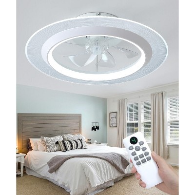 HUMHOLD Bladeless Ceiling Fan with Light Remote, Smart LED Ceiling Fans with Voice/App Control, Modern Low Profile Dimmable Light Ceiling Fan