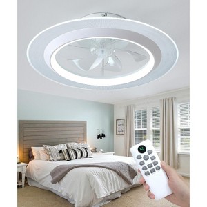 HUMHOLD Bladeless Ceiling Fan with Light Remote, Smart LED Ceiling Fans with Voice/App Control, Modern Low Profile Dimmable Light Ceiling Fan - 1 of 4