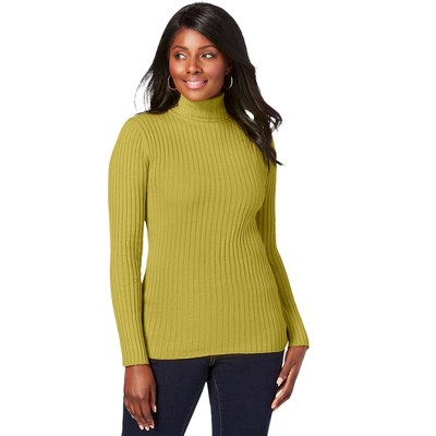 Jessica London Women's Plus Size Ribbed Cotton Turtleneck Sweater