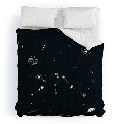 Twin Extra Long Cuss Yeah Designs Aquarius Star Constellation Comforter Set Black - Deny Designs