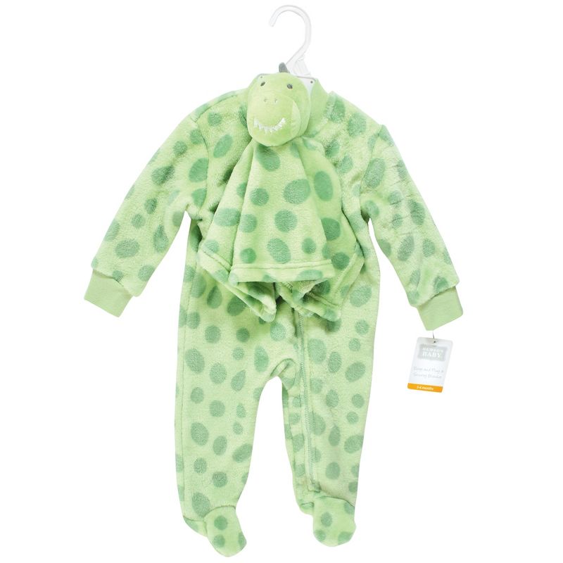 Hudson Baby Infant Boy Flannel Plush Sleep and Play and Security Toy, Trex, 3 of 6
