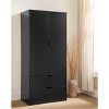 70.00"Wardrobe with Two Doors and Two Drawers,Black - 2 of 4