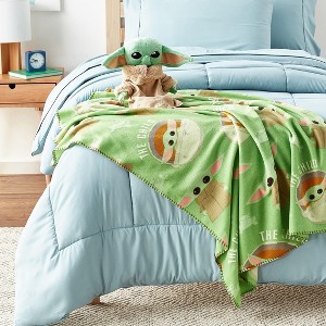 Northwest Star Wars - The Mandalorian Character Hugger Pillow & Fleece Throw Blanket Set, 40" x 50", The Child - 1 of 4