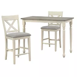 3pc Montreal Counter Height Table Dining Sets White - Lifestorey