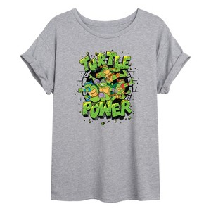 Women's - Teenage Mutant Ninja Turtles - Turtle Power New Oversized Graphic T-Shirt - 1 of 4