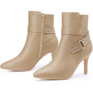 BLISSFUL STEP Pointed Toe with Buckle Dressy Stiletto Heel Ankle Boots for Women - 1 of 4