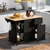 Kitchen Island with Drop Leaf, 53.9" Kitchen Island Cart on Wheels, Rolling Kitchen Cart Table with 2 Drawers for Dining Room Kitchen - 2 of 4