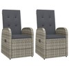 vidaXL Reclining Patio Chairs 2 pcs with Cushions Poly Rattan Gray - 2 of 4