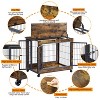 Gulches Rustic Brown Furniture-Style Dog Crate Side Table on Wheels with Double Doors - 4 of 4