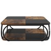 Lirago 39" 2 Tier Shelves Modern Square Coffee Table Farmhouse Metal Frame Living Room Cocktail Table Brown - 3 of 4
