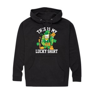 Men's - Garfield - This is My Lucky Shirt St. Patrick's Day Graphic Fleece Pullover Hoodie - 1 of 4