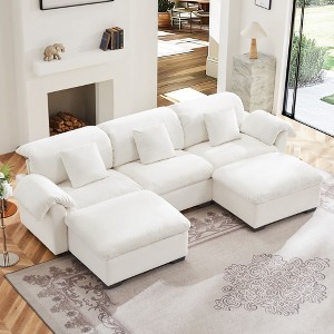 NicBex L-Shaped Sectional Sofa Large and Deep 3-Seat Sofa Couch with Storage Seats and Storage Ottomans, Modern Velvet Sofa with Soft Backrest - 1 of 4
