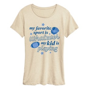 Women's - Instant Message - My Favorite Sport Is Whatever My Kid Is Playing Short Sleeve Graphic T-Shirt - 1 of 4