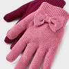 Girls' 2pk Value Glove - Cat & Jack™ Rose Red/Burgundy - 2 of 3