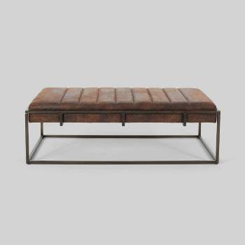 Magdalene Modern Fabric Ottoman Bench Brown - Christopher Knight Home