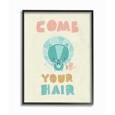 11"x1.5"x14" Comb Your Hair Mod Lion Framed Giclee Texturized Art - Stupell Industries
