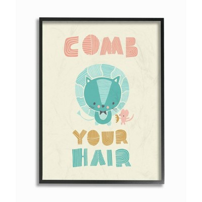 11"x1.5"x14" Comb Your Hair Mod Lion Framed Giclee Texturized Art - Stupell Industries