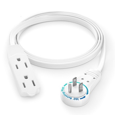 Maximm Cable 360° Rotating Flat Plug Extension Cord, 16 AWG 3 Outlet