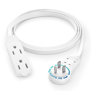 Maximm Cable 360° Rotating Flat Plug Extension Cord, 16 AWG 3 Outlet - 1 of 4