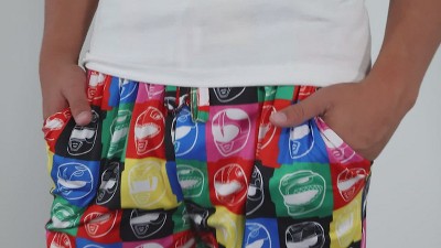 Mighty Morphin Power Rangers Pajama Pants Men's Helmet Grid Lounge Bottoms