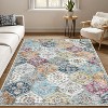 Washable  Area Rug, Non-Slip TPR Backing, Stain Resistant, Vintage Floral Design, Foldable Low Pile Accent Carpet for Living Room & Bedroom - 2 of 4