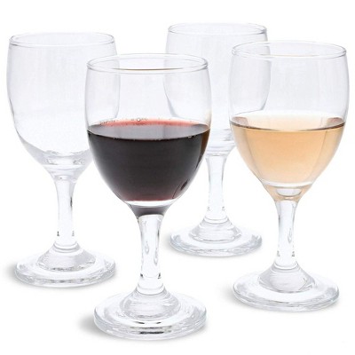 Juvale Set of 4 Small Clear Glass Stemmed Wine Glasses, 4.5 Ounces