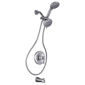 WOWOW Single Handle 7-Spray Tub and Shower Faucet 1.8 GPM with Handheld Shower in Brushed Nickel (Valve Included) - 1 of 4