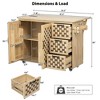 MAYEERTY Nature 53.2"W Kitchen Island 3D Woven Checkerboard Design, Drop Leaf Rolling Cart Power Outlet 3 Drawers 2 Cabinets - 3 of 4