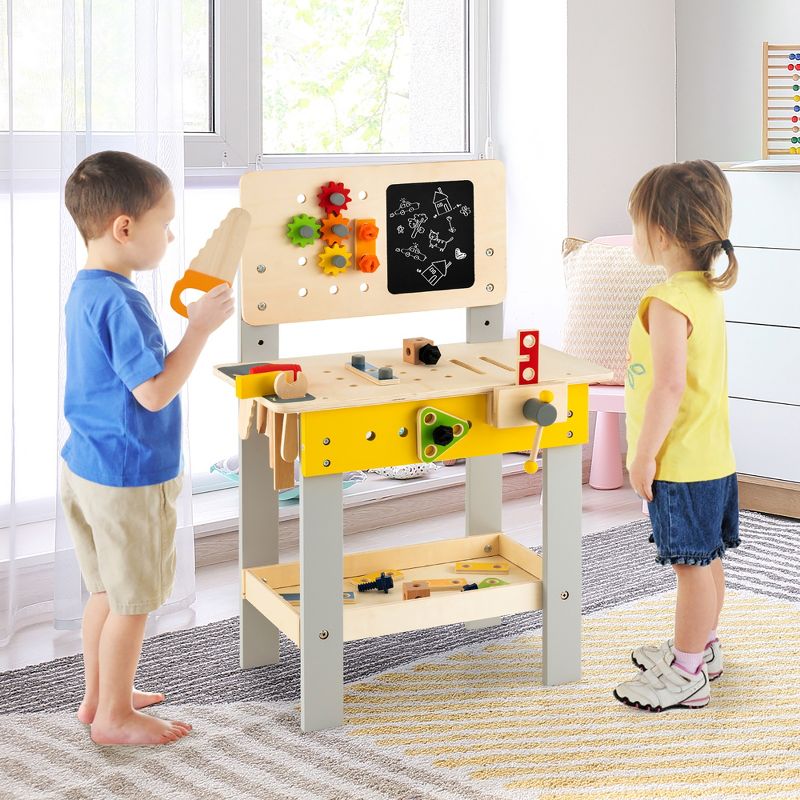 Costway Wooden Tool Bench Workbench Toy Play for Kids with Tools Set for Toddlers Ages 3 +, 4 of 11