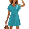 Ekouaer Women's Cover Ups Casual Swimsuit Coverups Flowy Tie Waist Beach Cover Up Dress - 4 of 4