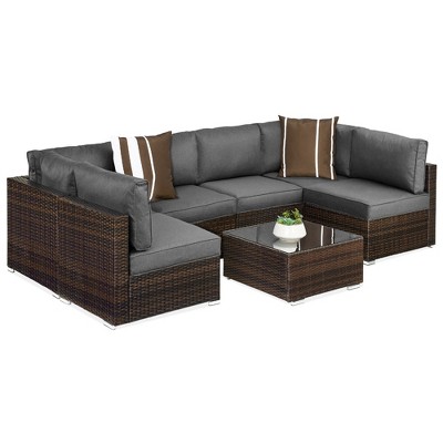 Best Choice Products 7-Piece Outdoor Modular Patio Conversation Furniture, Wicker Sectional Set