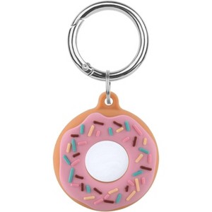 Worryfree Gadgets Case Compatible with Apple Airtag Case Holder with Key Ring Airtag Cover for Wallet, Dog Collar, Luggage, Keys- Silicone-Pink Donut - 1 of 4