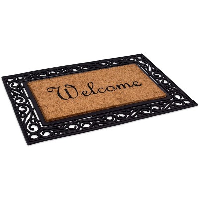 BirdRock Home Classic Welcome Brush Coir Doormat with Black Rubber Bottom - 24 inches x 36 inches