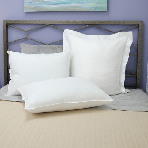 Hypoallergenic Bed Pillow Sleeping Low Profile Flat Jumbo Soft Fiberfill 2 Set 