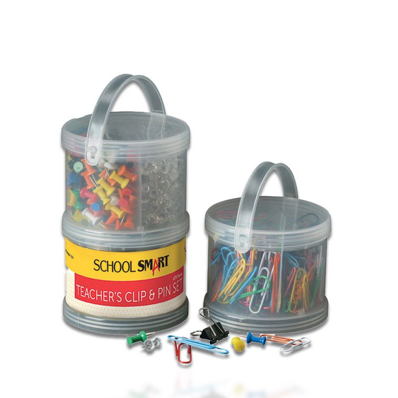 School Smart Vinyl Coated Teachers Clip and Pin Tubs, Set of 3, 3 of 4
