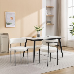 Okak Modern Boucle Dining Chairs Set of 2, Round Barrel Design, Thick Cushioned & Metal Legs, Comfy Kitchen Living Room Side Chairs - 1 of 4
