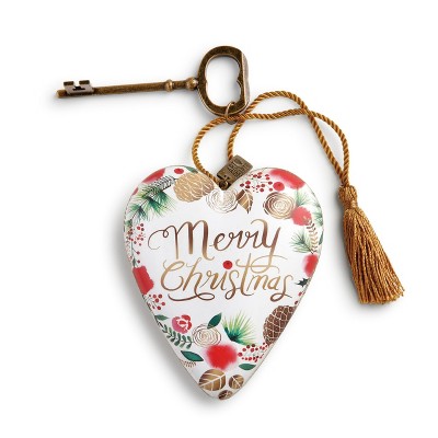 DEMDACO Merry Christmas Wreath Art Heart 4 inch - White