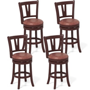 Tangkula 26" Counter Height Swivel Barstools Set of 2/4 High Backs & Footrests Solid Wood - 1 of 4