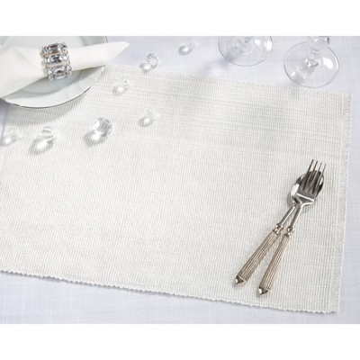 White Shimmering Ribbed Cotton Placemats, Set of 4, 13"x19"