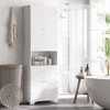 HOMCOM Tall Narrow Bathroom Storage Cabinet with Doors and Shelf Adjustability, Freestanding Bathroom Linen Cabinet, Bathroom Floor Cabinet - 3 of 4