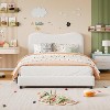 Homhougo Twin Bed Frame for Kids with Velvet Upholstered Headboard, Cute Low Profile Platform Bed for Girls and Boys, No Box Spring Needed, Blue - 2 of 4