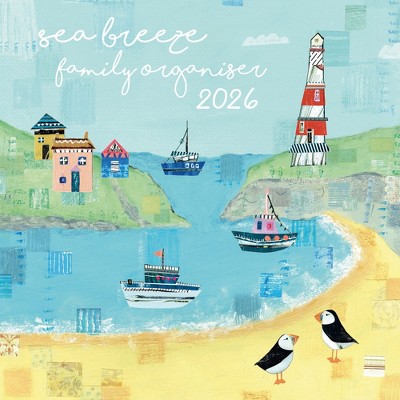 2026 Square Wall Calendar, Sea Breeze Family, 16-Month Home Organizers Theme with 180 Reminder Stickers (12x12 In)