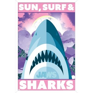 Trends International Jaws - Sun, Surf & Sharks Framed Wall Poster Prints - 1 of 4