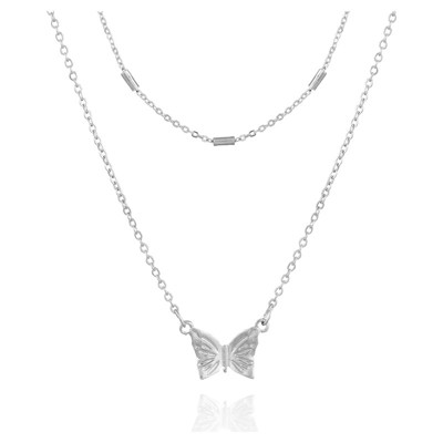 16 inch silver butterfly delicate necklace for women