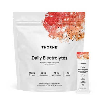 THORNE - Daily Electrolytes - Zero Sugar & Low-Calorie Electrolyte Powder Drink Mix - NSF Certified for Sport - Blood Orange - 30 Stick Packs